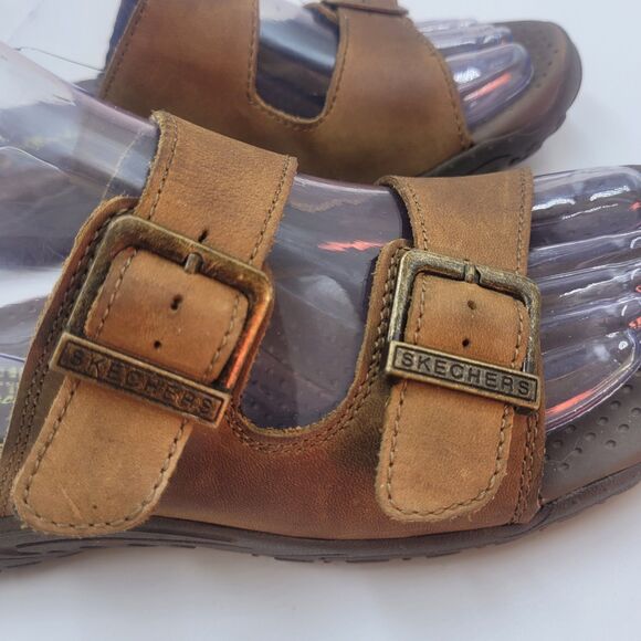 Skechers Women's Reggae Jammin Sandals Size 7 Brown Leather Outdoor Beach Casual - Picture 7 of 9